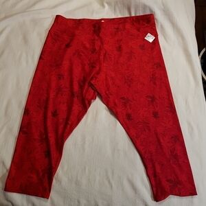 Red women's red maple leaf capri leggings capri length